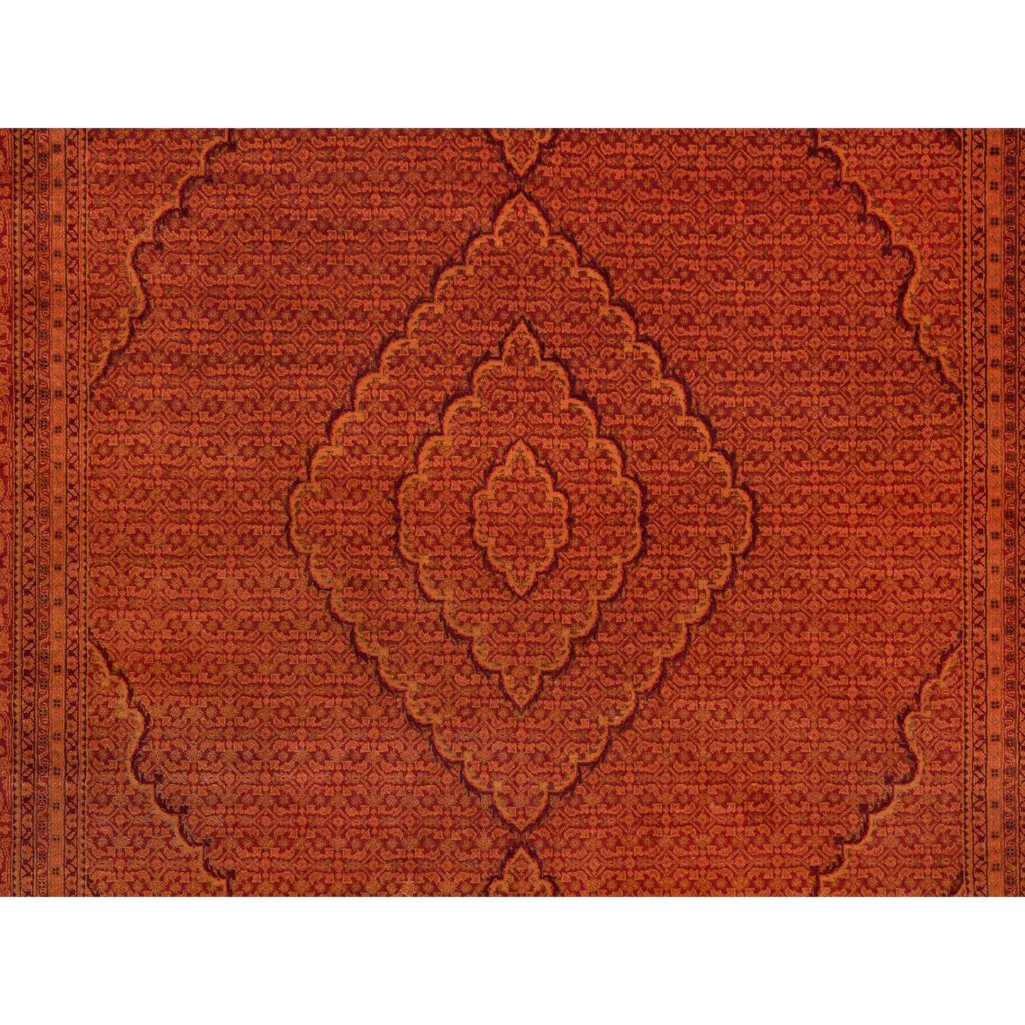8'1"X10'1" Spicy Orange Wool And Silk Tebraz Mahi Hand Knotted Rug