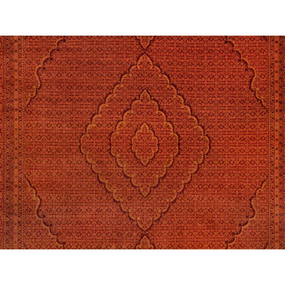8'1"X10'1" Spicy Orange Wool And Silk Tebraz Mahi Hand Knotted Rug