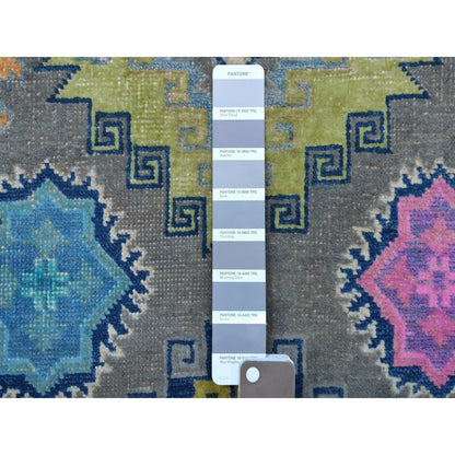 3'2"X4'9" Colorful Fusion Kazak Organic Wool Hand Knotted Oriental Rug