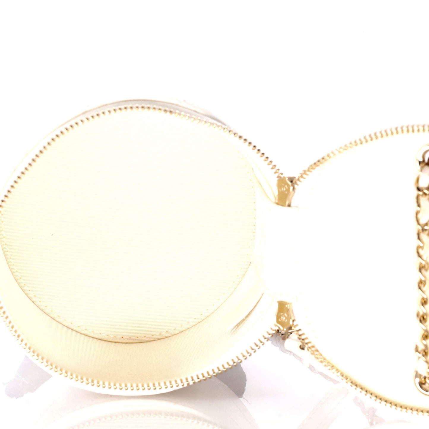 Chanel Cc Round Vanity Case With Chain Quilted Lambskin Mini