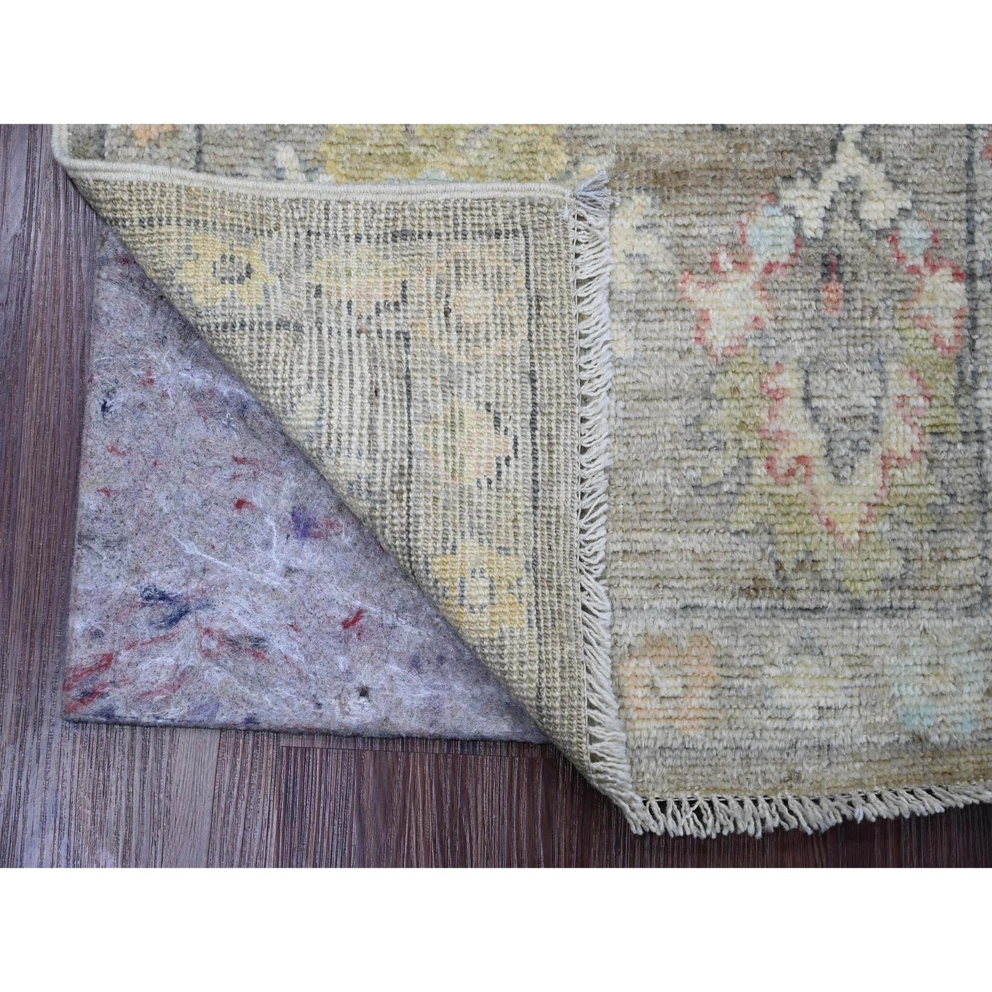 2'X3'2" Brown Afghan Angora Oushak Leaf Design Hand Knotted Wool Mat Rug