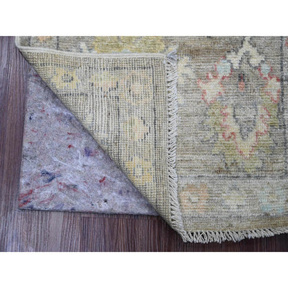 2'X3'2" Brown Afghan Angora Oushak Leaf Design Hand Knotted Wool Mat Rug