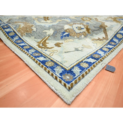 9'2"X12'1" Ivory Zoroastrian Ispahan Inspired Hand Knotted 100% Wool Rug