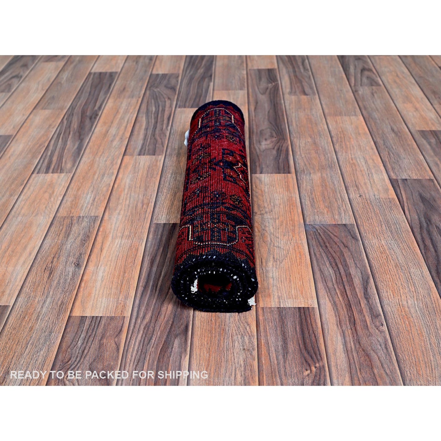 1'9"X4'9" Red Afghan Khamyab Tribal Design Hand Knotted Wool Runner Rug