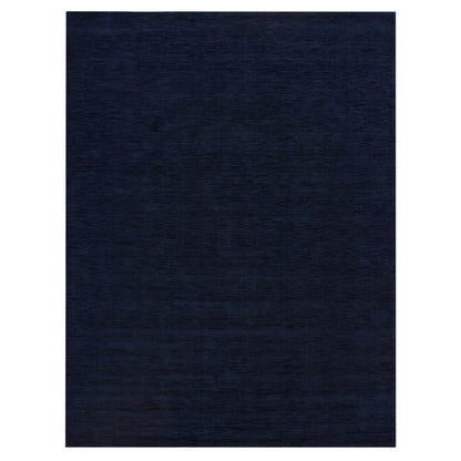 9'1"X12' Oxford Blue Wool And Plant Based Silk Loom Knotted Oriental Rug
