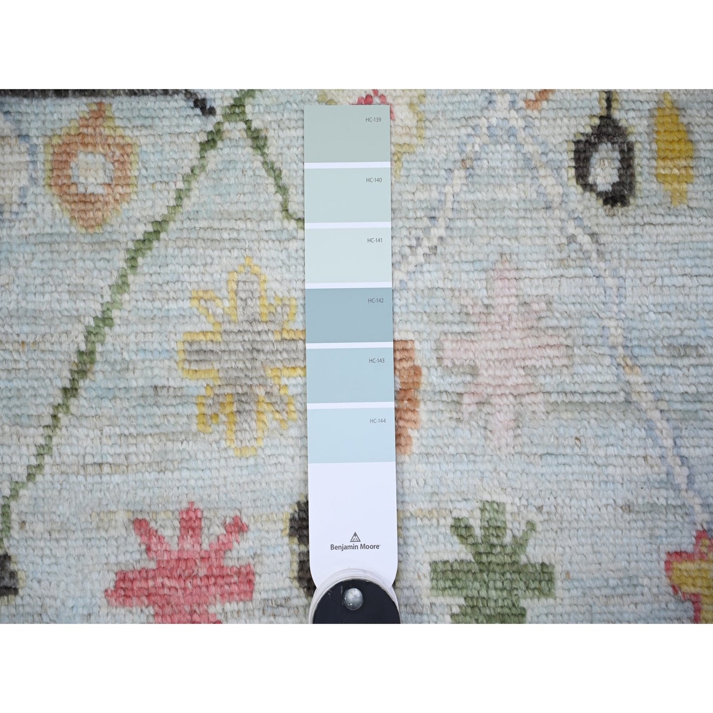 2'10"X11'6" Sky Blue Afghan Angora Oushak Wool Hand Knotted Runner Rug