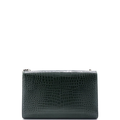 Saint Laurent Classic Monogram Tassel Crossbody Bag Crocodile Embossed Leather