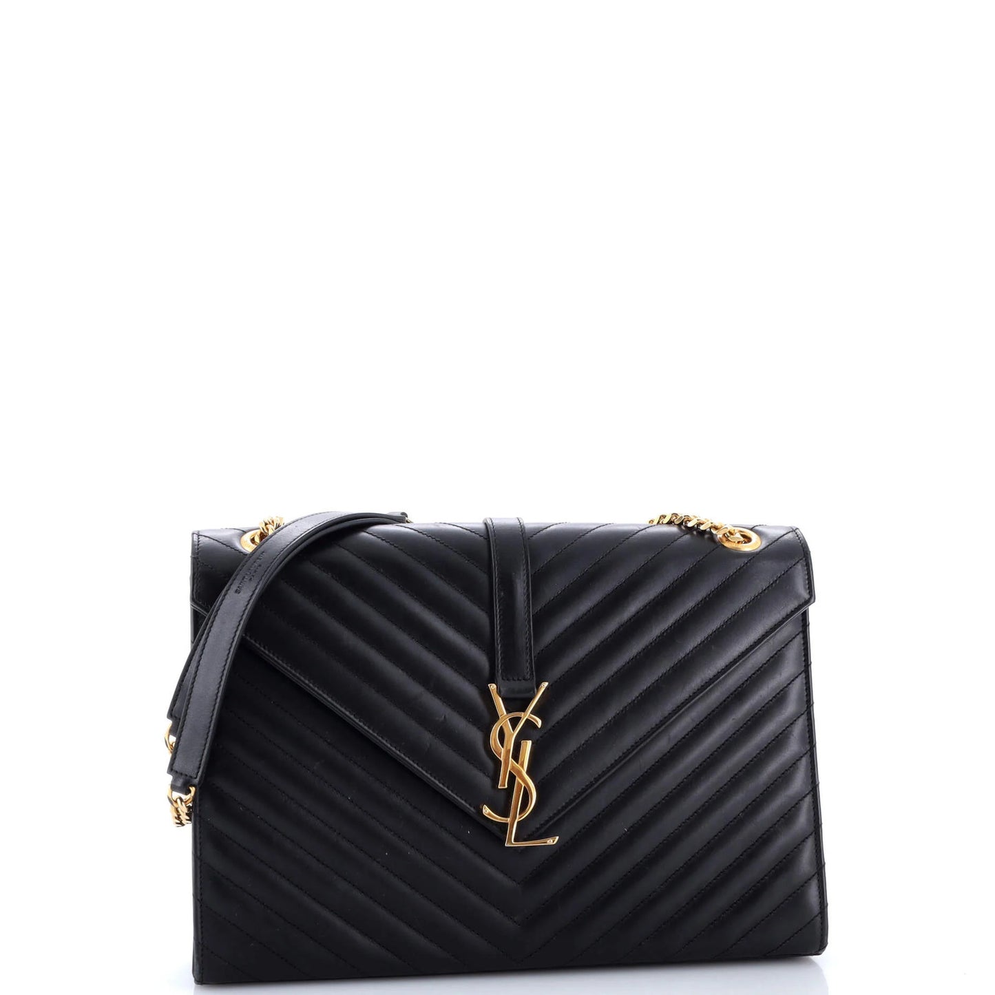 Saint Laurent Classic Monogram Envelope Satchel Matelasse Chevron Leather Large