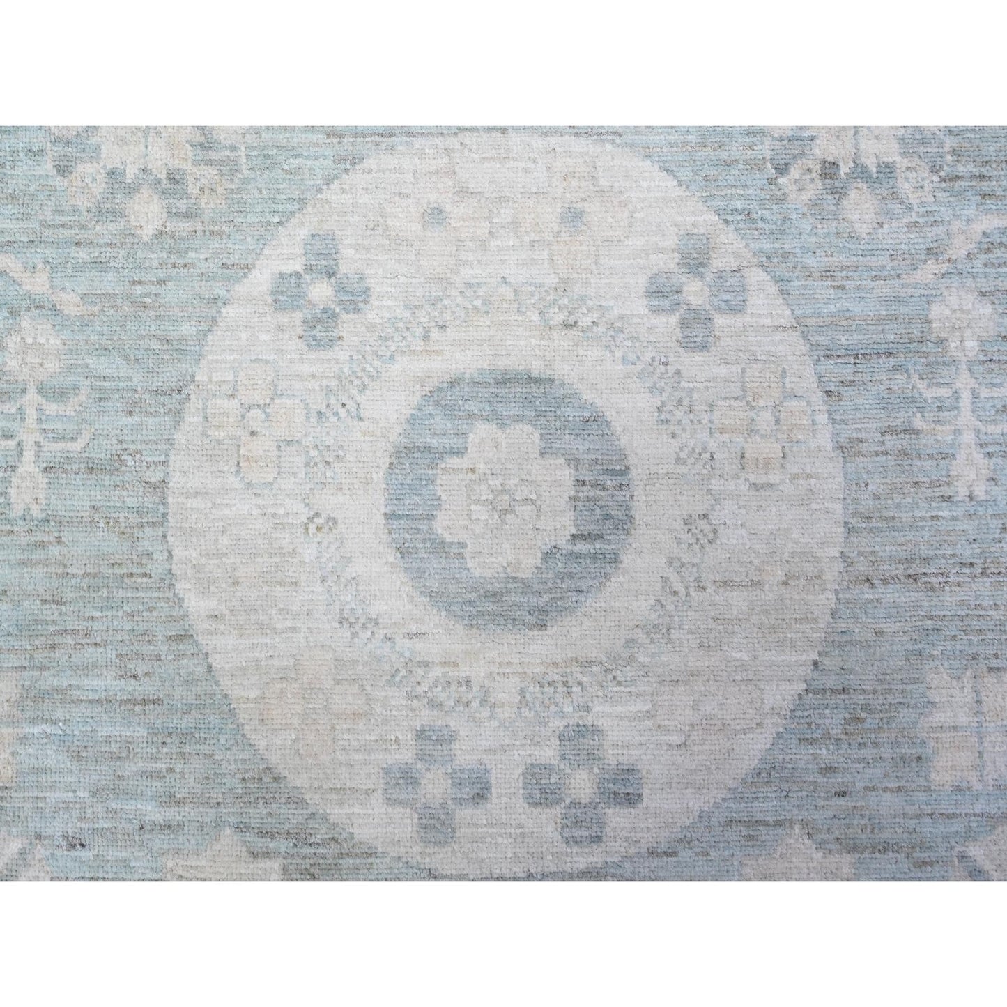 8'10"X11'3" Stone Blue Washed Out Peshawar Hand Knotted Pure Wool Rug