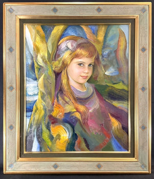 Signed Francisco Masseria Oil Painting Rebecca Girl Portrait Argentine Art