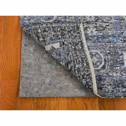 2'7"X8'1" Silk With Textured Wool Hi-Low Pile Mamluk Design Runner Rug