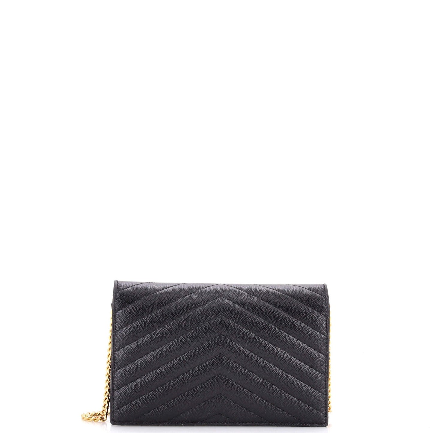 Saint Laurent Classic Monogram Wallet On Chain Matelasse Chevron Leather Small
