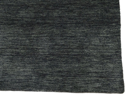 Solid Charcoal Hand-Loomed 3X12 Gabbeh Wool