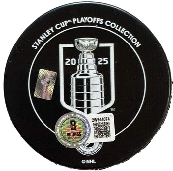 Aaron Ekblad Autographed 2025 Stanley Cup Champions Official Puck (Beckett Witne