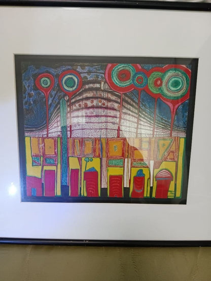 Hundertwasser 1974 Print Silkscreen COA Friedensreich Jaffe Color