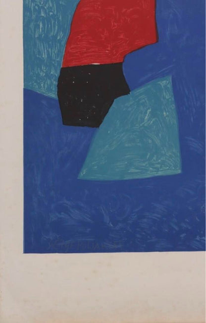 Serge Poliakoff Composition (Blue) Signed Original Lithograph Abstract Art Print