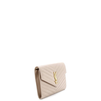 Saint Laurent Classic Monogram Envelope Wristlet Clutch Matelasse Chevron