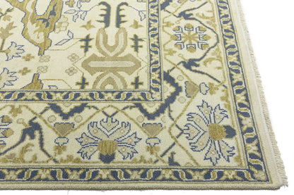 Handmade Oushak Oriental Rug Wool Carpet Floral