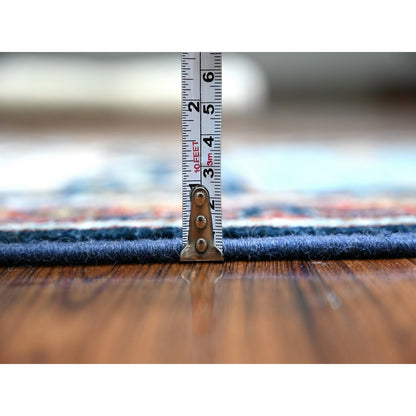 2'6"X9'8" Blue Fine Aryana Caucasian Ashtafa Hand Knotted Oriental Rug