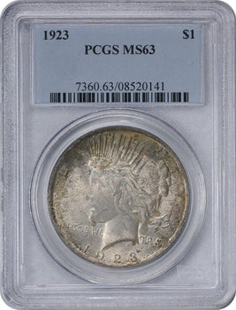 1923 Peace Silver Dollar MS63 PCGS Dark Cloudy