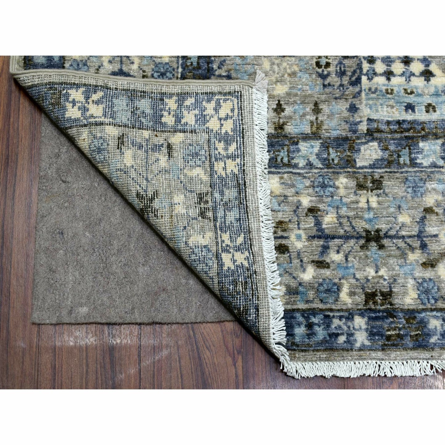 Rug 6'x9'5" Gray Afghan Peshawar Soft and Pliable Wool Hand Knotted