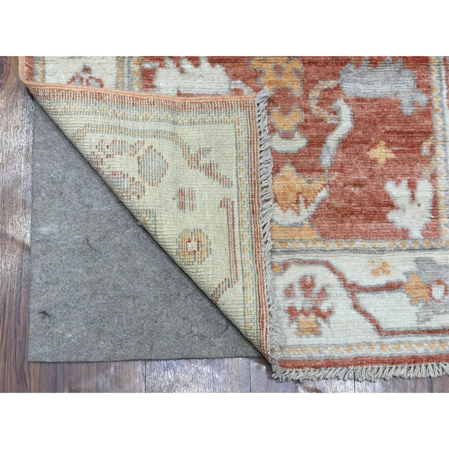 2'8"X12' Soft Wool Hand Knotted Soft Orange Angora Oushak Runner Rug
