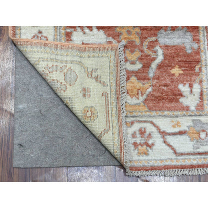 2'8"X12' Soft Wool Hand Knotted Soft Orange Angora Oushak Runner Rug