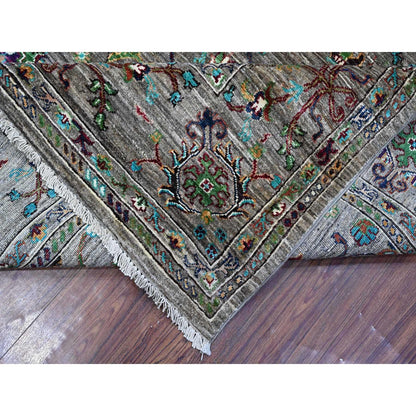 8'1"X11'2" Thunder Gray Wool Hand Knotted Sultani Pomegranate Design Rug