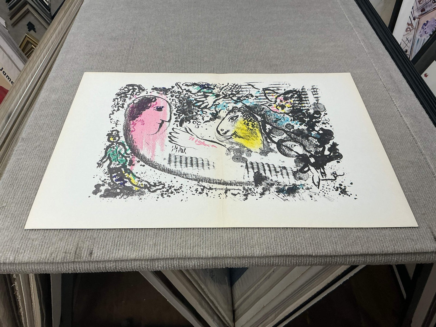 Marc Chagall Reverie " Lithograph Modernism Black & White Pink Ye