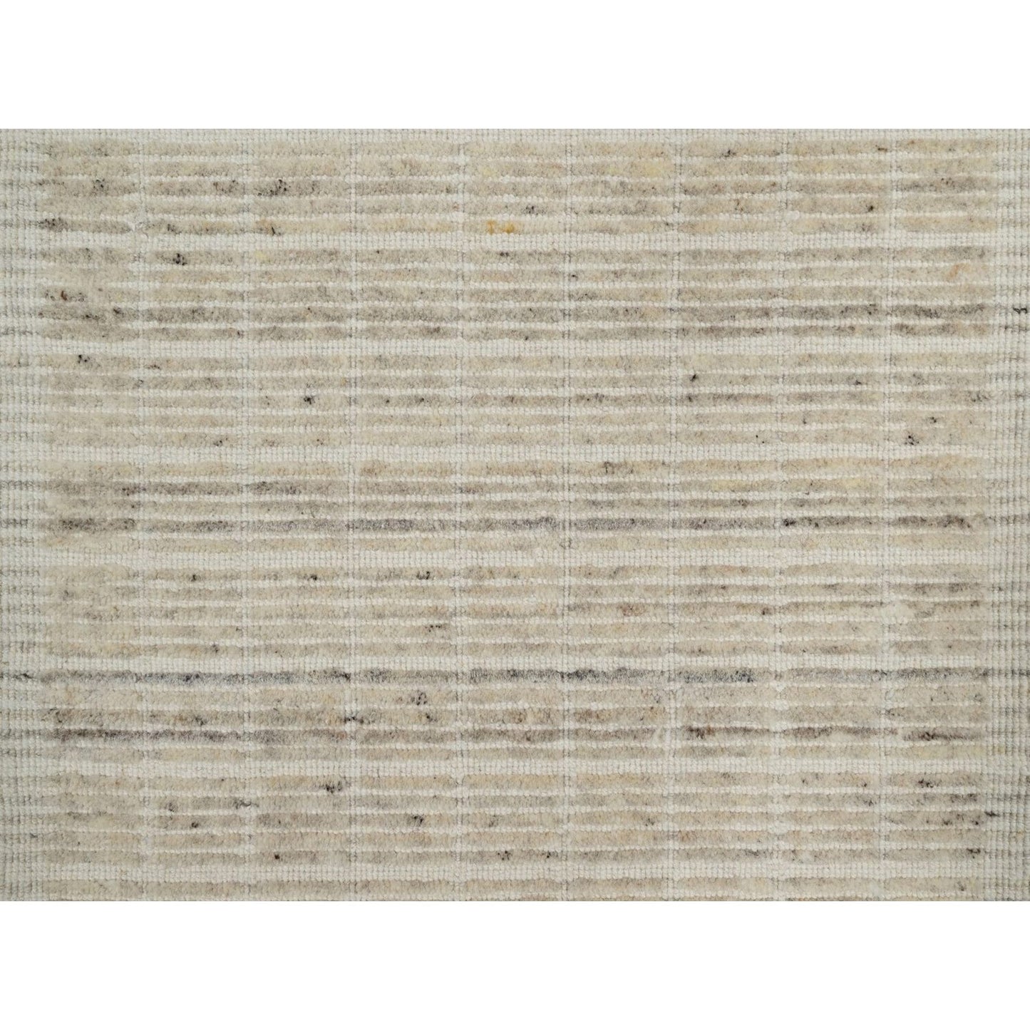 Knotted 2'x3'1" Ivory Modern Mat Rug Plain Decor Box Design Wool Loomed