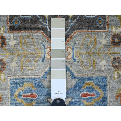 2'7"X10'2" Gray Caucasian Akstafa Design All Wool Hand Knotted Runner Rug