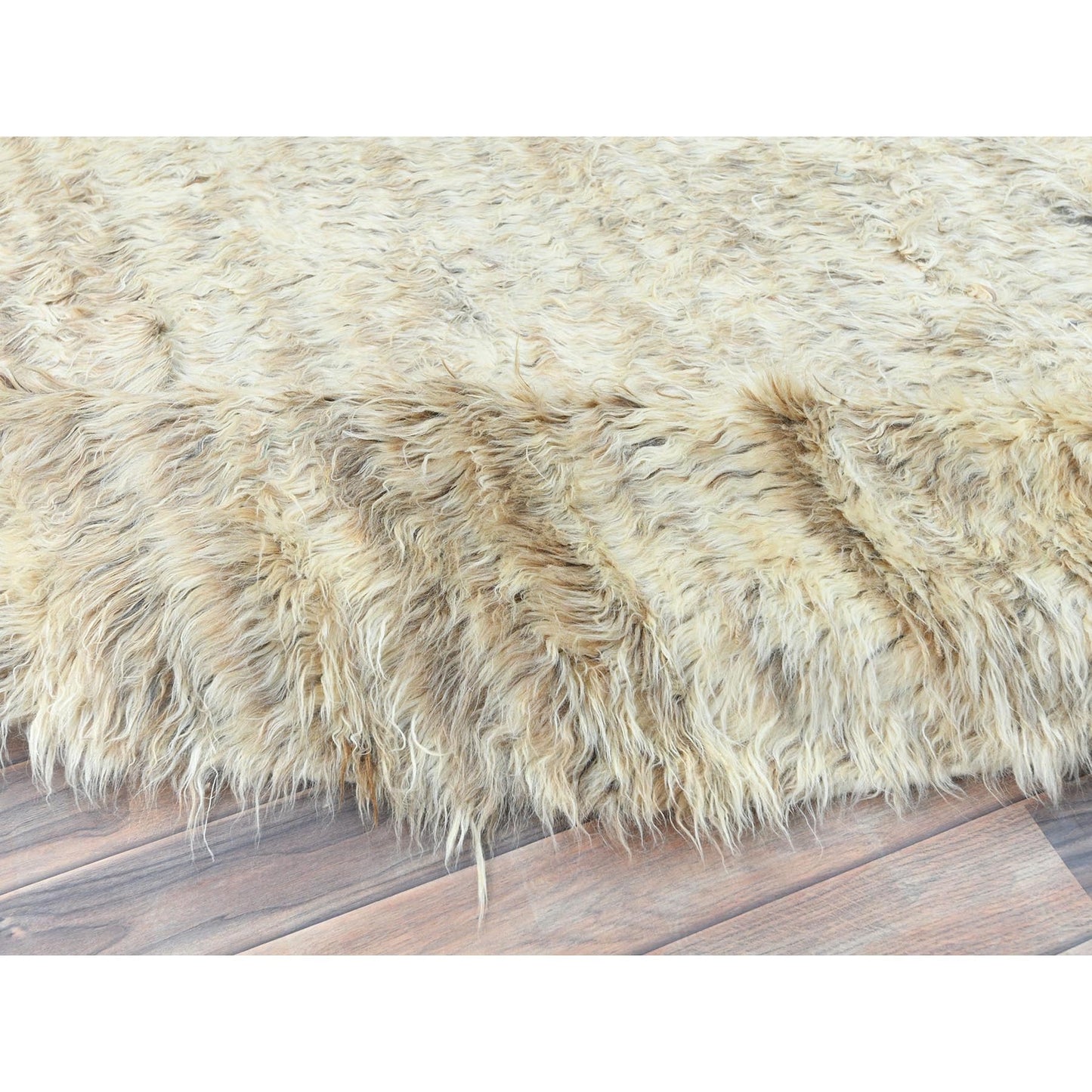 10'1"X10'1" Bone Ivory Wool Hand Knotted Moroccan Berber Round Rug