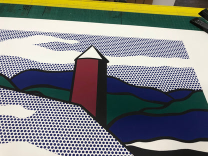 Roy Lichtenstein Red Barn Ii (Lg) " Serigraph Pop Art Green, Red