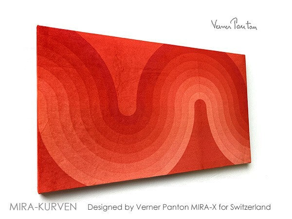 Vintage Verner Panton Mira X Kurven 23In Red Wall Art Board Fabric Mid Century