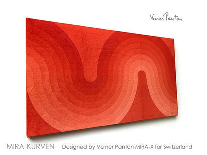Vintage Verner Panton Mira X Kurven 23In Red Wall Art Board Fabric Mid Century