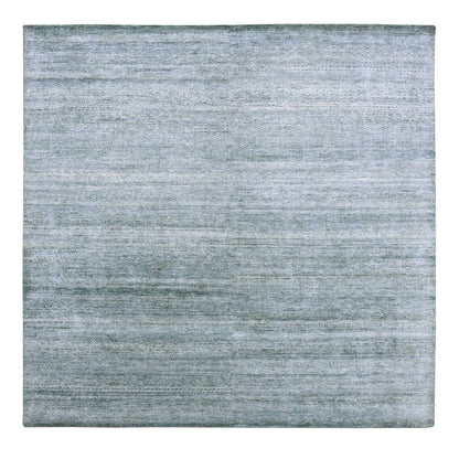8'10"X8'10" Gray Silk Transitional Design Hand Knotted Square Rug