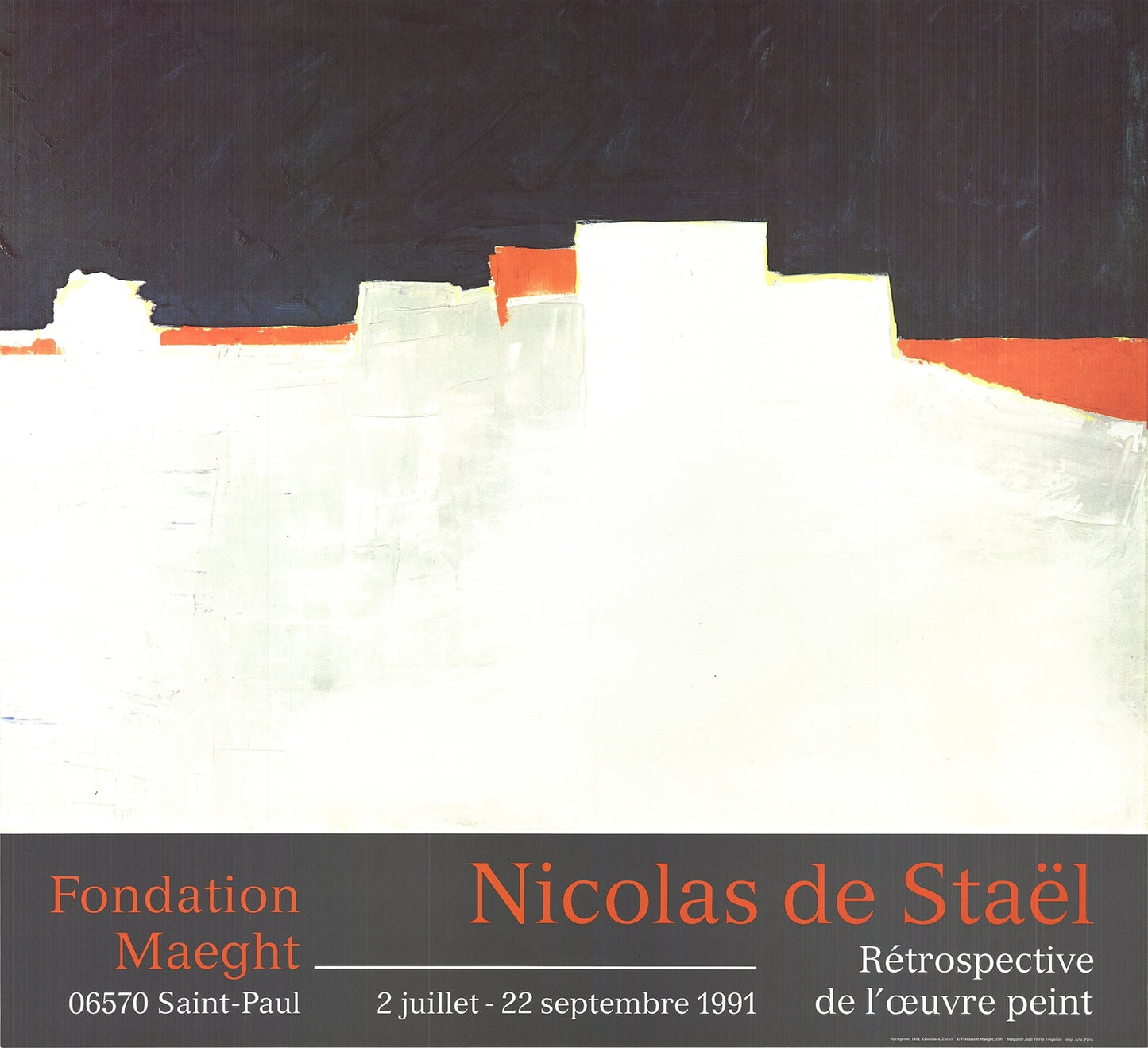 Nicolas De Stael Agrigente " Poster Abstract Expressionist Black