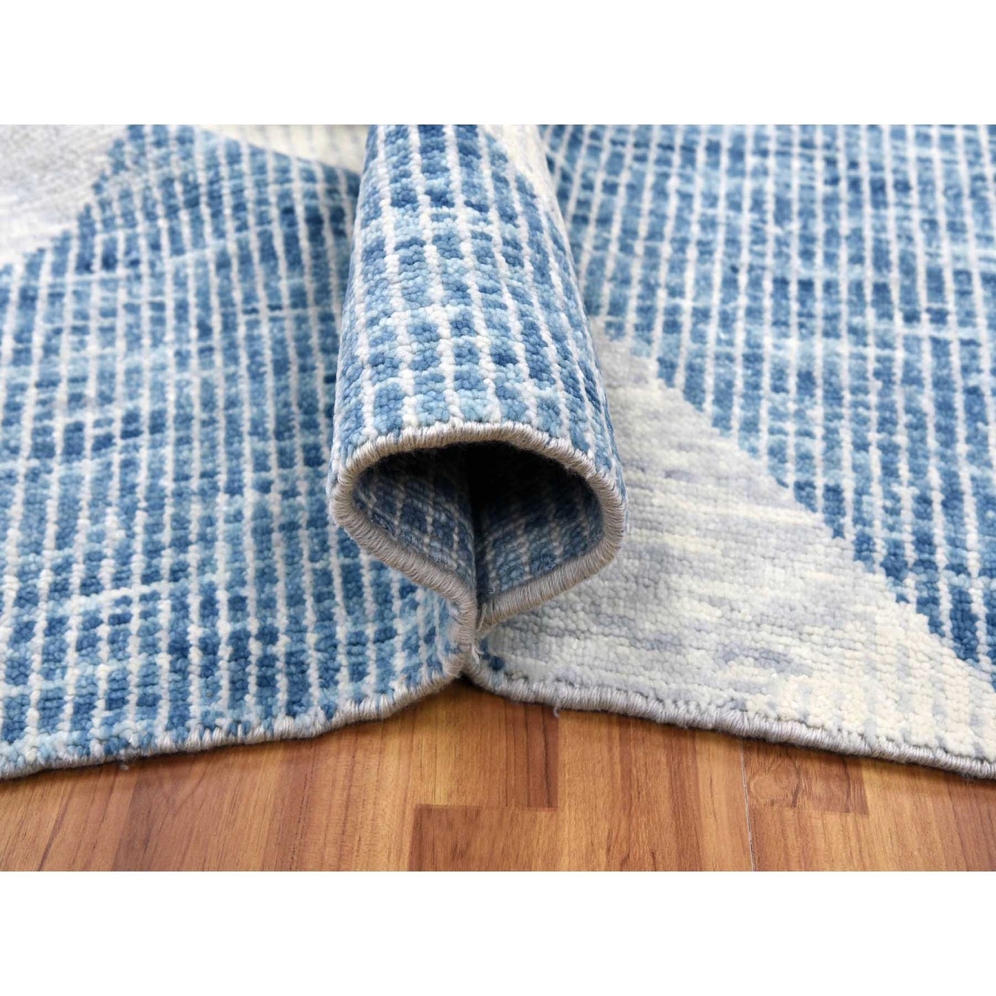 9'2"X12'3" Blue Wool Hand Knotted Geometric Art Deco Collection Rug