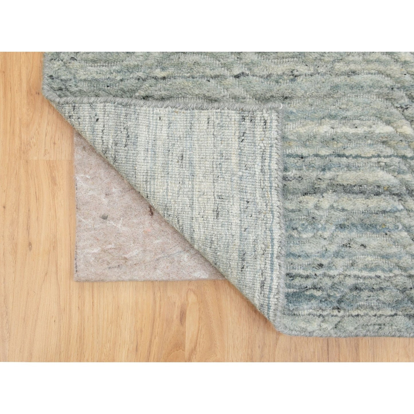 2'6"X7'10" Variegated Design Hand Loomed Pure Wool Modern Runner Rug