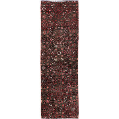 2'X5'8" Brown Vintage Zoroastrian Khamadan Hand Knotted Wool Runner Rug