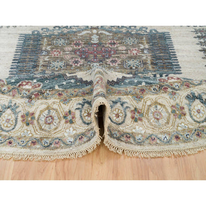 8'X8' Alabaster Ivory Wool Reimagined Viss Design Hand Knotted Round Rug