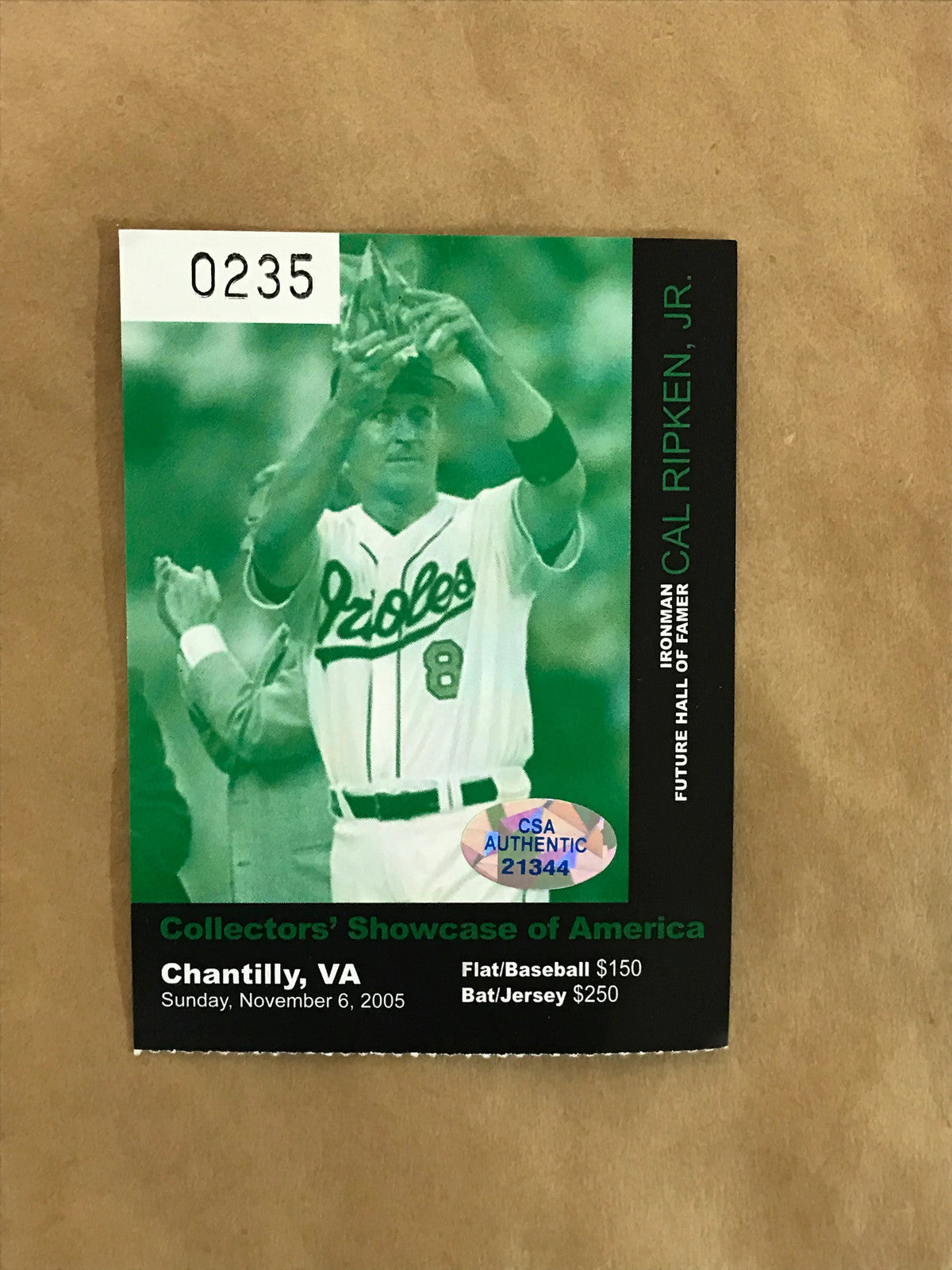 Cal Ripken Jr. Baltimore Orioles Autographed Commemorative Framed Plaque (Csa)