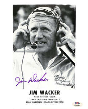 Jim Wacker Signed 8X10 Photo With Bio Info Texas