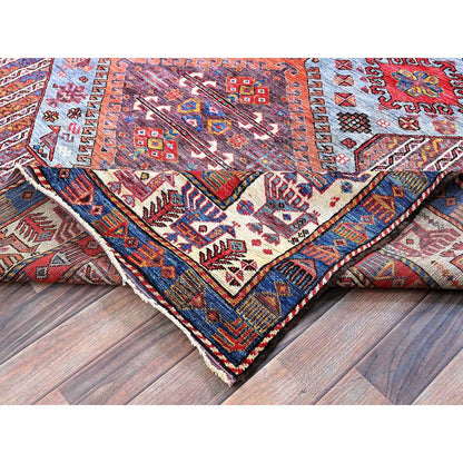 6'1"X8'4" Dusk Purple Ersari Caucasian Design Revival Hand Knotted Wool Rug