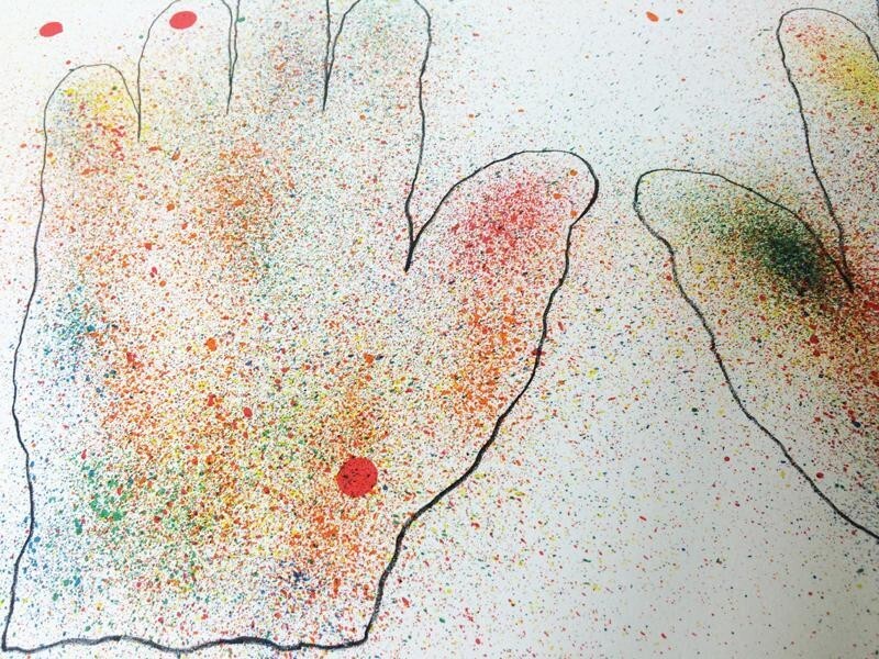 Jim Dine - Colorful Hands 1971 Original Lithograph Print Signed American Pop Art