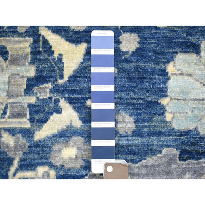 10'2"X13'6" Denim Blue Wool Hand Knotted Fine Peshawar Densely Woven Rug