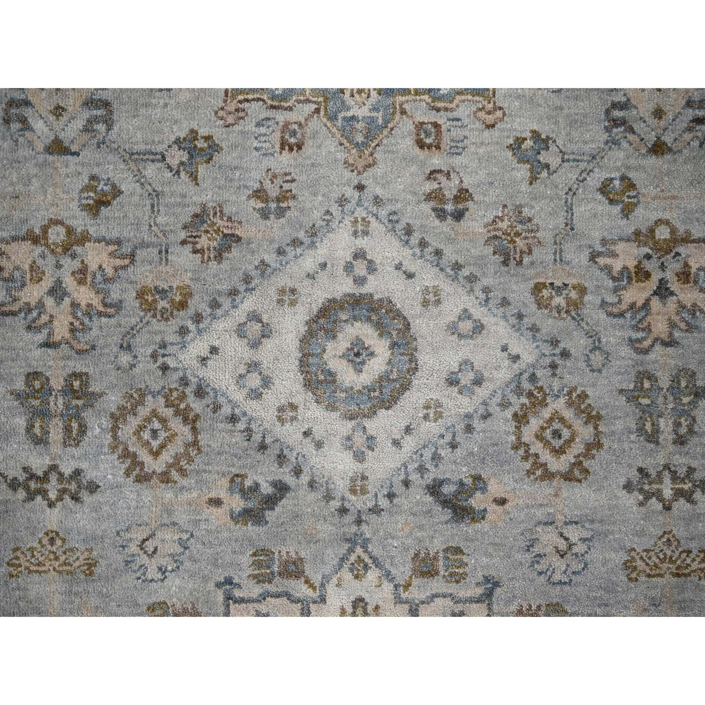 6'X9' Misty Gray, Pure Wool, Hand Knotted, Karjihooz Design Oriental Rug