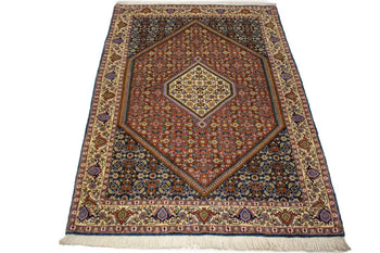 Handmade Oriental Rug Orange-Red Geometric Floral
