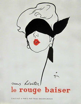 Le Rouge Baiser Poster By Rene Gruau (Blindfold) Vintage Fashion Poster