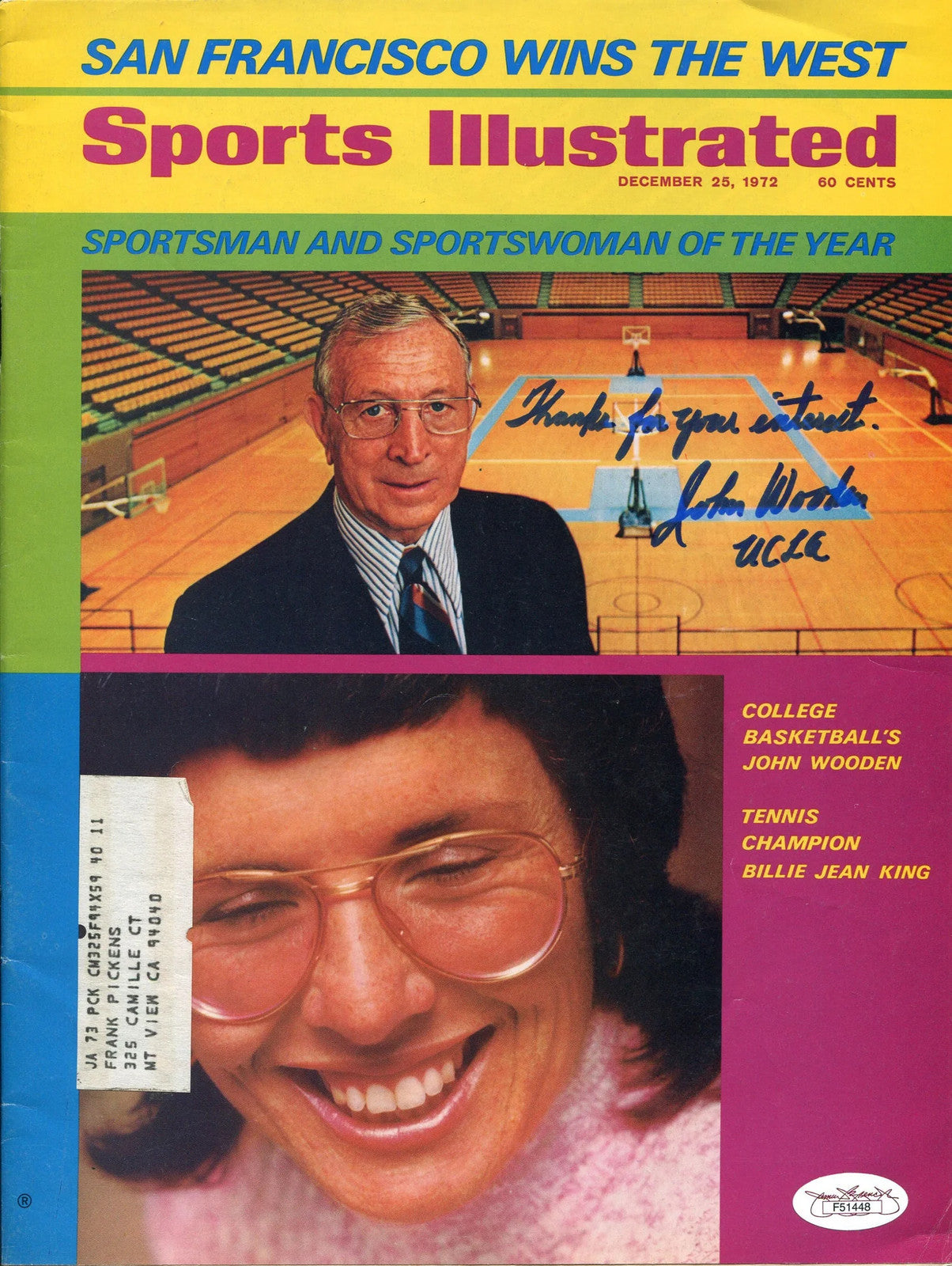 John Wooden "Ucla" Autographed Sports Illustrated Magazine (Jsa)